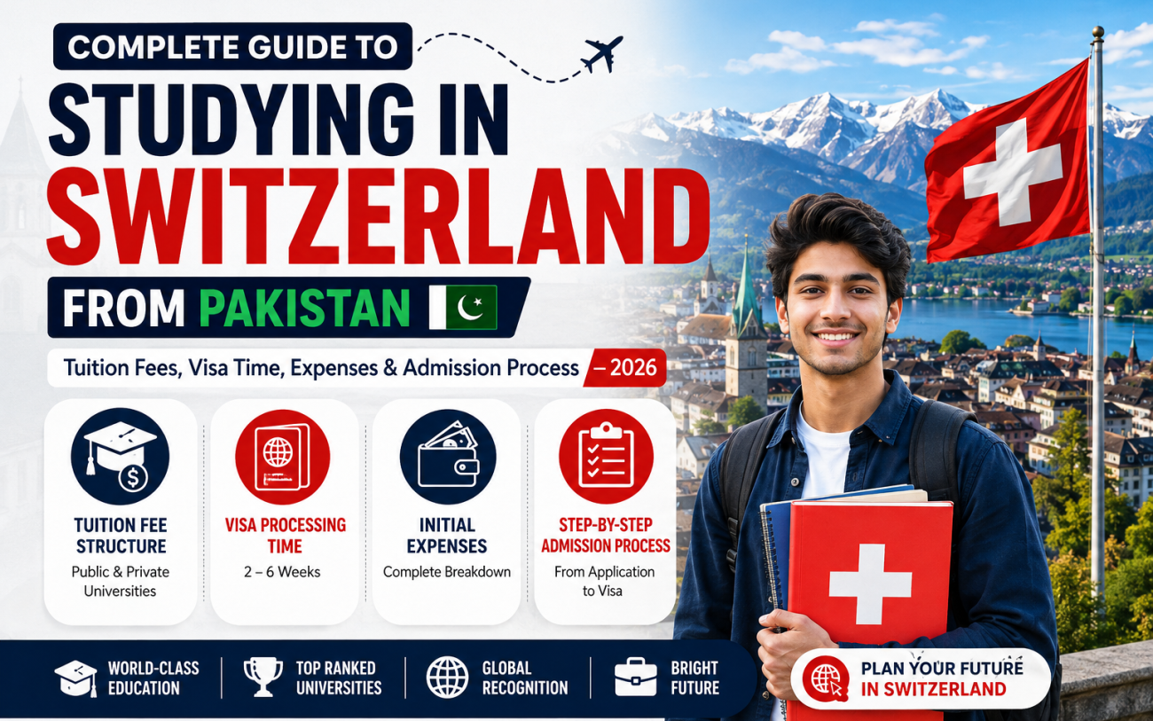 Study in Switzerland from Pakistan 2026 – Swiss university campus and Pakistani students