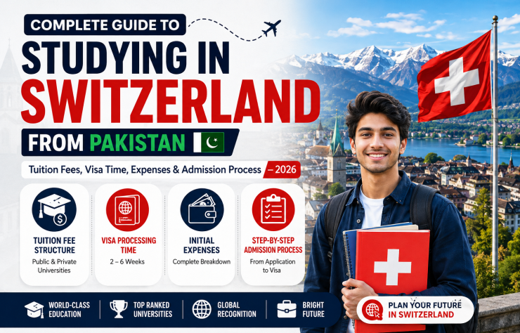 Study in Switzerland from Pakistan 2026 – Swiss university campus and Pakistani students